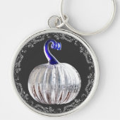 Pumpkin zilverblauw herfst elegant sleutelhanger (Voorkant)