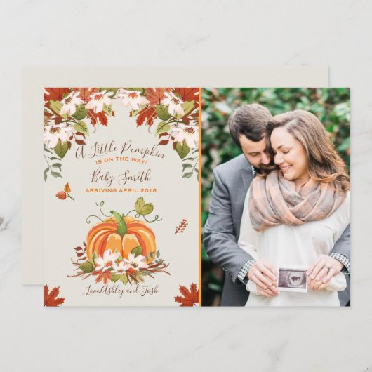 Pumpkin Zwangerschap Aankondiging najaar Herfst Ba (Voorkant / Achterkant)