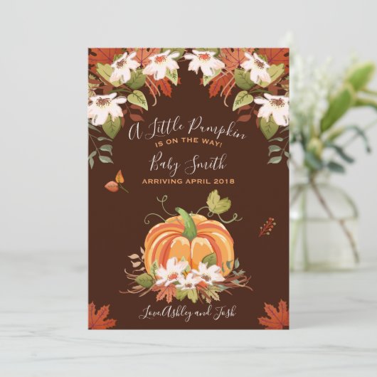 Pumpkin Zwangerschapsaankondiging Herfst Herfst Ba Aankondiging (Staand voorkant)