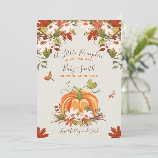 Pumpkin Zwangerschapsaankondiging Herfst Herfst Ba Aankondiging (Staand voorkant)