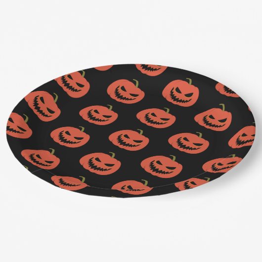 Pumpkin zwarte & oranje Halloween party Papieren Bordje (Gekanteld)