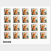 Pumpkinhead Black Cat Jack O Lantaarn Pompoen Vierkante Sticker (Vel)