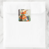 Pumpkinhead Black Cat Jack O Lantaarn Pompoen Vierkante Sticker (Tas)