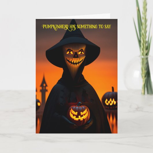 Pumpkinhead heeft iets te zeggen Halloween Kaart (Voorkant)