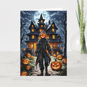 Pumpkinhead in het maanlicht Halloween Feestdagen Kaart