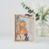 Pumpkinhead Jack O Lantaarn Kraai Zwart Kat Uil Briefkaart (Staand voorkant)