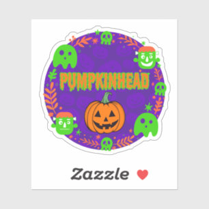 Pumpkinhead Sinaasappel en Groen Met Fancy Cirkel Sticker