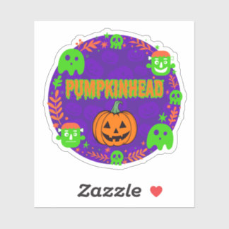 Pumpkinhead Sinaasappel en Groen Met Fancy Cirkel Sticker