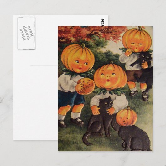 Pumpkinheads Black Cat ( Halloween Kaart) Briefkaart (Voorkant / Achterkant)