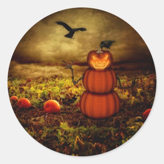 Pumpkinman Ronde Sticker (Voorkant)