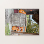 Pumpkins and barrel by a farm legpuzzel (Horizontaal)