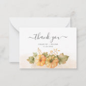 Pumpkins and Leaves Budget Fall Weddenschap Bedank Notitiekaartje (Voorkant)