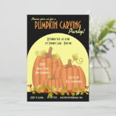 Pumpkins and Moonlight Party Invitation Kaart (Staand voorkant)