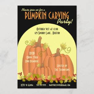 Pumpkins and Moonlight Party Invitation Kaart