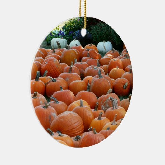 Pumpkins and Mums Autumn Harvest Photography Keramisch Ornament (Rechts)