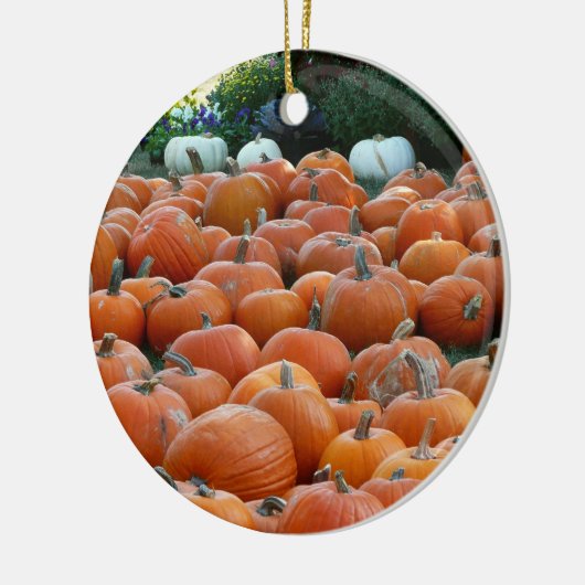 Pumpkins and Mums Autumn Harvest Photography Keramisch Ornament (Links)