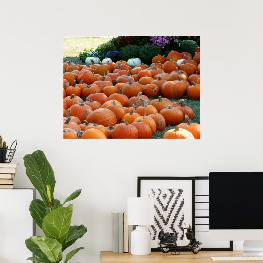 Pumpkins and Mums Autumn Harvest Photography Poster (Thuiskantoor)