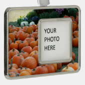 Pumpkins and Mums Autumn Harvest Photography Verzilverd Omlijst Ornament (Rechts)