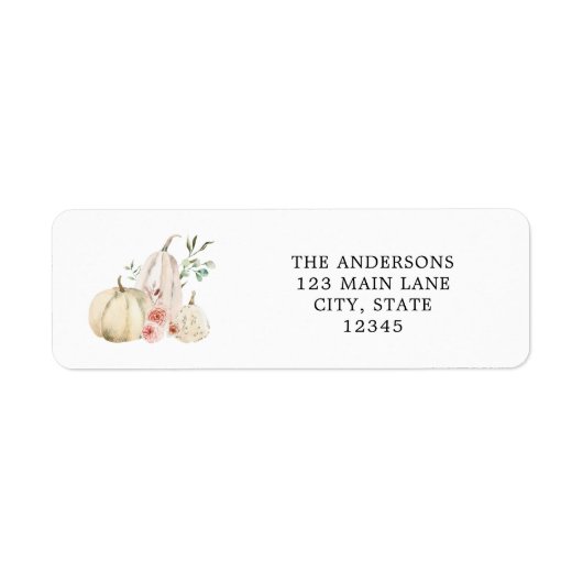 Pumpkins and Pink Blush Flowers Address Label (Voorkant)