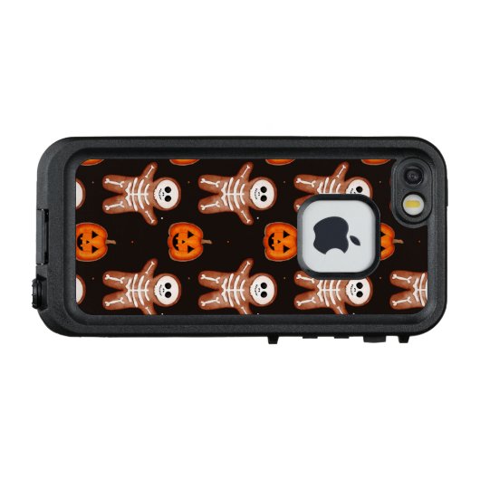 Pumpkins and Skeleton Gingerbread Halloween Design LifeProof iPhone Hoesje (Achterkant (horizontaal))