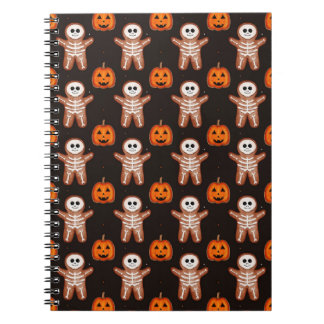 Pumpkins and Skeleton Gingerbread Halloween Design Notitieboek