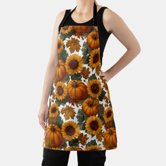 Pumpkins and Sunflowers Autumn Pattern Schort (Insitu)