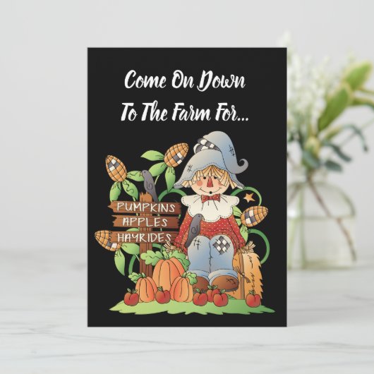 Pumpkins appels hayrides boerderij party call kaart (Staand voorkant)