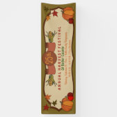 Pumpkins Apples Corn Leaves Herfst Harvest Festiva Spandoek (Verticaal)