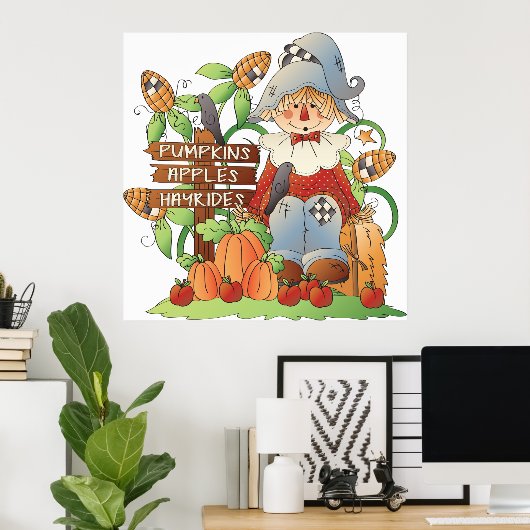 Pumpkins Apples Hayrides Poster (Thuiskantoor)