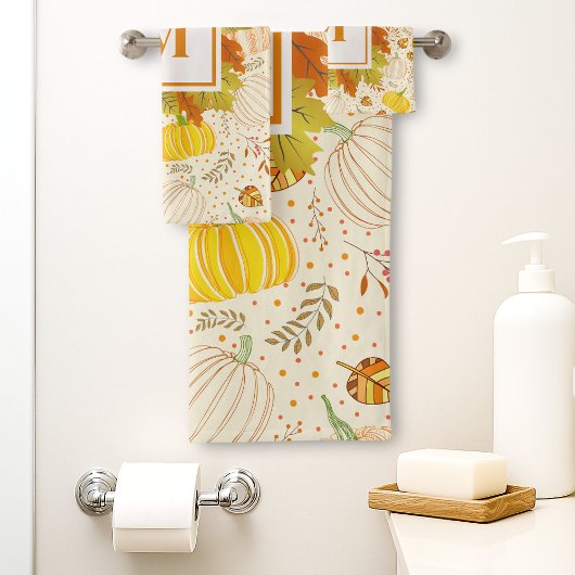 Pumpkins Autumn Fall Harvest Pattern Bad Handdoek