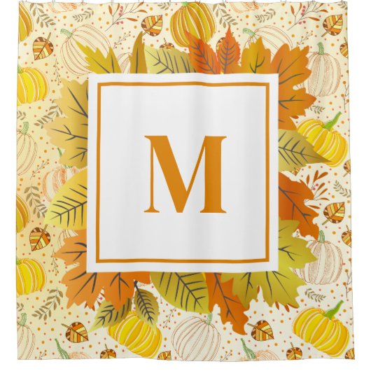 Pumpkins Autumn Fall Harvest Pattern Douchegordijn (Voorkant)