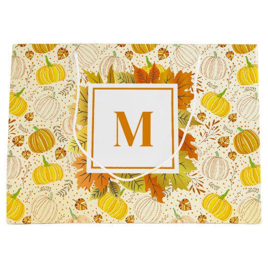 Pumpkins Autumn Fall Harvest Pattern Groot Cadeauzakje (Voorkant)