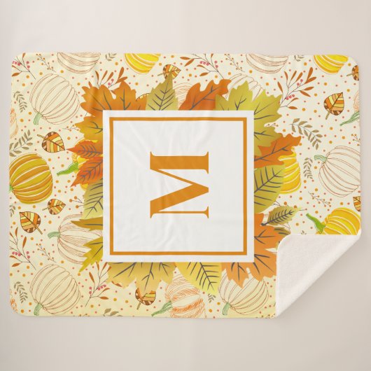 Pumpkins Autumn Fall Harvest Pattern Sherpa Deken (Voorkant (horizontaal))
