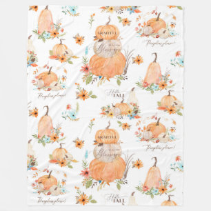 Pumpkins Autumn Fall Leaves in Flowers Waterverf Fleece Deken