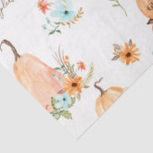 Pumpkins Autumn Flowers on Fall Leaves Waterverf Tissuepapier (Detail)