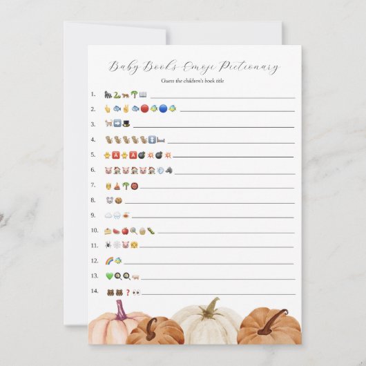 Pumpkins Baby Boeken Emoji Game Kaart (Voorkant)