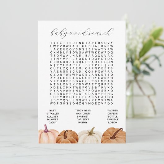 Pumpkins Baby Word Zoeken Game Kaart (Staand voorkant)