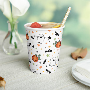Pumpkins Bats Ghosts Cute Halloween Pattern Papieren Bekers
