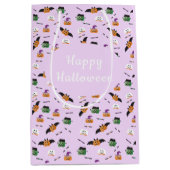 Pumpkins Bats Witch Frankenstein Pattern Halloween Medium Cadeauzakje (Voorkant)