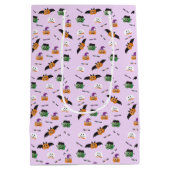 Pumpkins Bats Witch Frankenstein Pattern Halloween Medium Cadeauzakje (Achterkant)