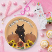 Pumpkins Black Cat met Crossed Paws Halloween Papieren Bordje (Feest)