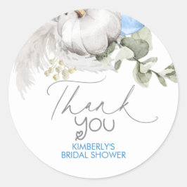 Pumpkins Blue Herfst Baby shower Hartelijk dank Ronde Sticker