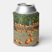 Pumpkins, Corn en Hay Autumn Fotografie Blikjeskoeler (Blikje Achterkant)