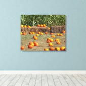 Pumpkins, Corn en Hay Autumn Fotografie Canvas Afdruk (Insitu (Houten vloer))
