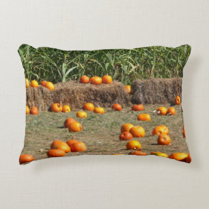 Pumpkins, Corn en Hay Autumn Fotografie Decoratief Kussen
