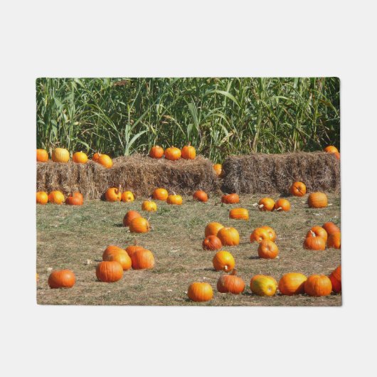 Pumpkins, Corn en Hay Autumn Fotografie Deurmat (Voorkant)