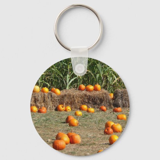 Pumpkins, Corn en Hay Autumn Fotografie Sleutelhanger (Voorkant)