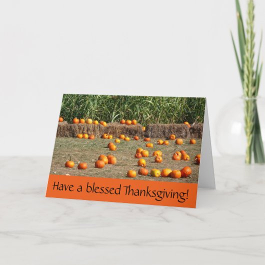 Pumpkins, Corn en Hay Thanksgiving Kaart (Voorkant)