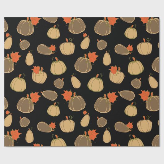 Pumpkins Cream Oranje Harvest-patroon Cadeaupapier (Vlak)
