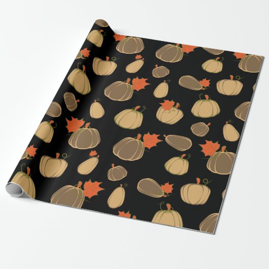 Pumpkins Cream Oranje Harvest-patroon Cadeaupapier (Uitgerold)